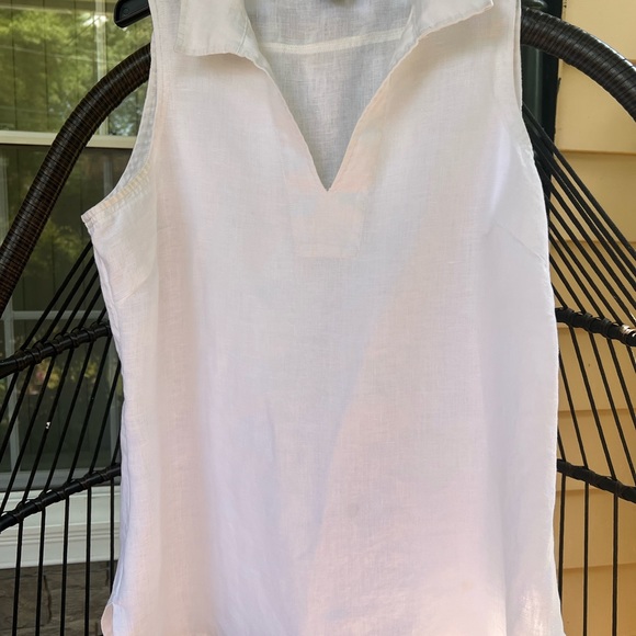NEIMAN MARCUS LINEN WHITE SLEEVELESS TOP - Picture 2 of 13
